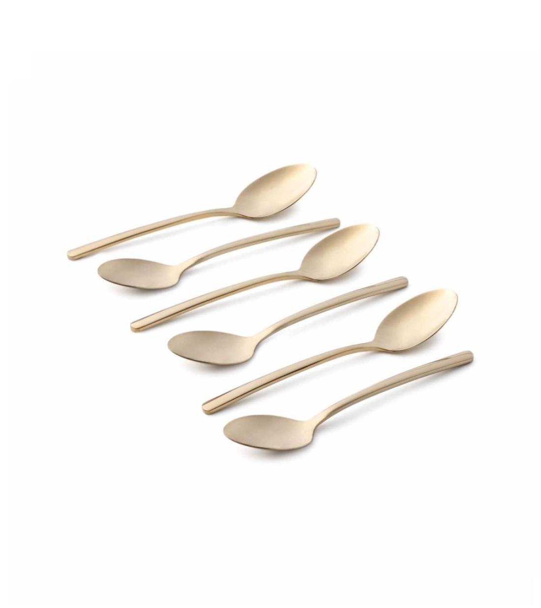 LIFE SMILE - 12pcs Cutlery Set, 18/10 Stainless Steel, Flatware Set, 12pcs Dinner Spoon, Shine Champagne Gold, for Home Kitchen, Mirror Polished