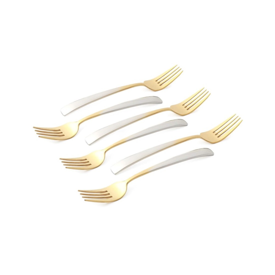 LIFE SMILE - 12pcs Cutlery Set, 18/10 Stainless Steel, Flatware Set, 12pcs Dinner Fork, Gold Gradient, for Home Kitchen, Mirror Polished