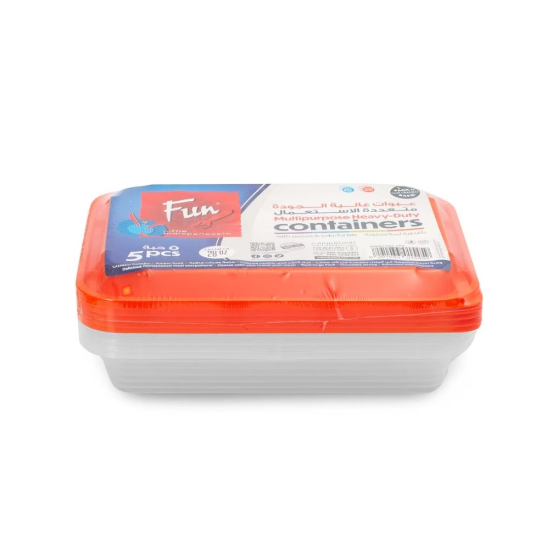 Fun Containers With Lid Clear And Red 828ml 5 PCS