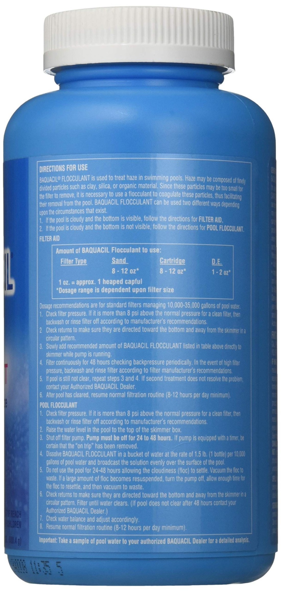 BAQUACIL 84398 Flocculant Water Haze Eliminator Swimming Pool Clarifier 15 lbs