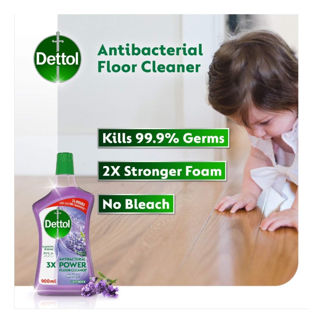 Dettol Antibacterial 3x Power Floor Cleaner Lavender 900ml Pack of 2