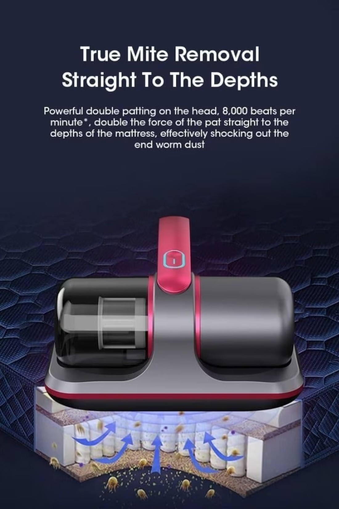 Marrkhor Bed Vacuum Cleaner, Cordless Handheld Mattress Cleaner For Pillows, Sofa, Bed, Portable Rechargeable, Dust Mites Remover