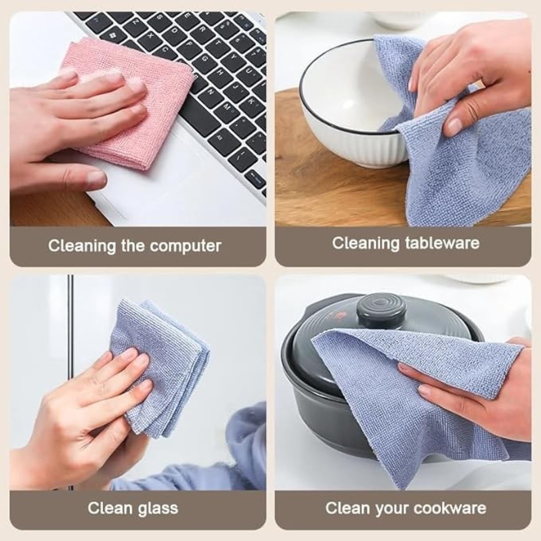 Marrkhor 2-Pcs Tissue Box for Home and Office Use,Microfiber Cleaning Cloths for Home, Kitchen, Bathroom