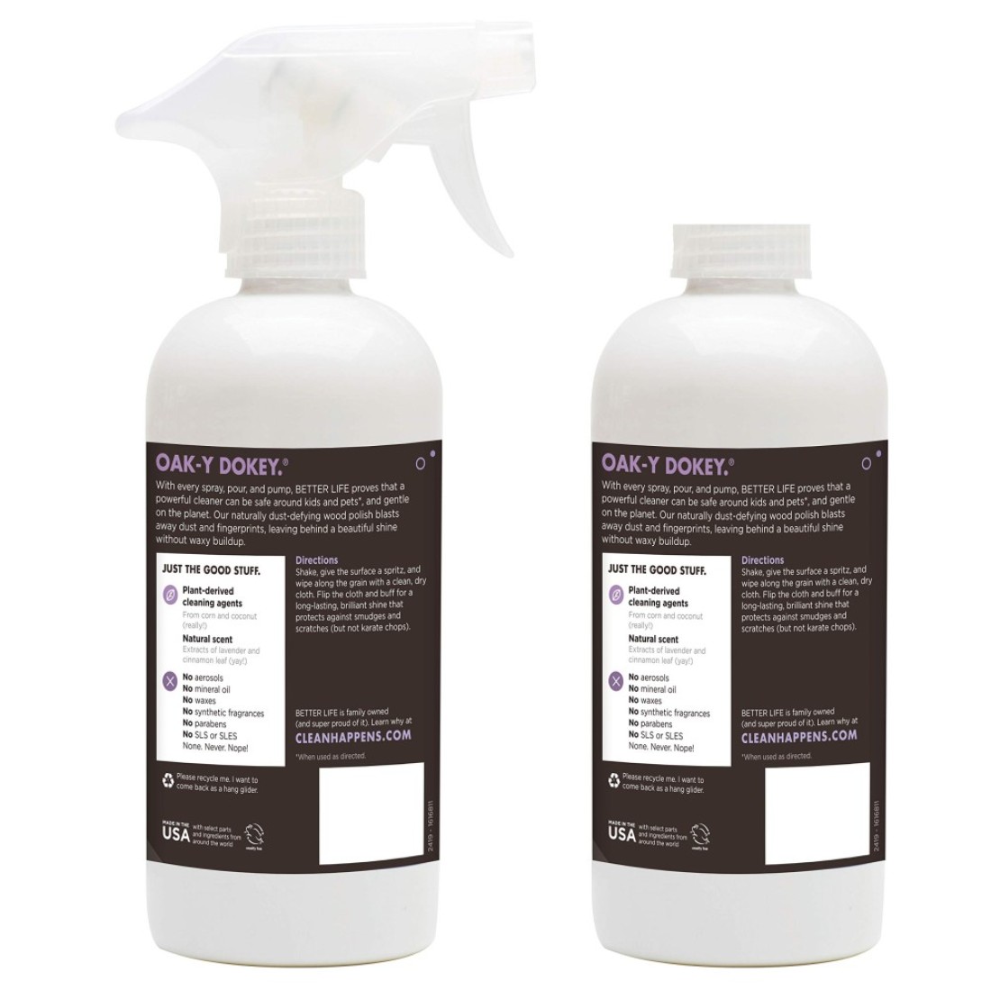 BETTER LIFE Wood Furniture Polish Wood Cleaner Dusting Spray for Tables Banisters or Floor Great Wood Seasoning for Old Wooden Cabinet Antique Restorer 16oz 2Pack Cinnamon Lavender