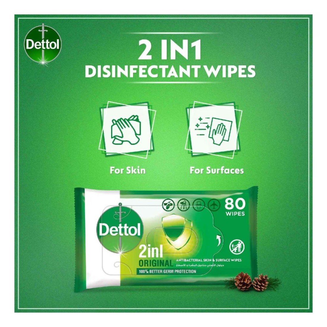Dettol Anti-Bacteria 80 Wipes