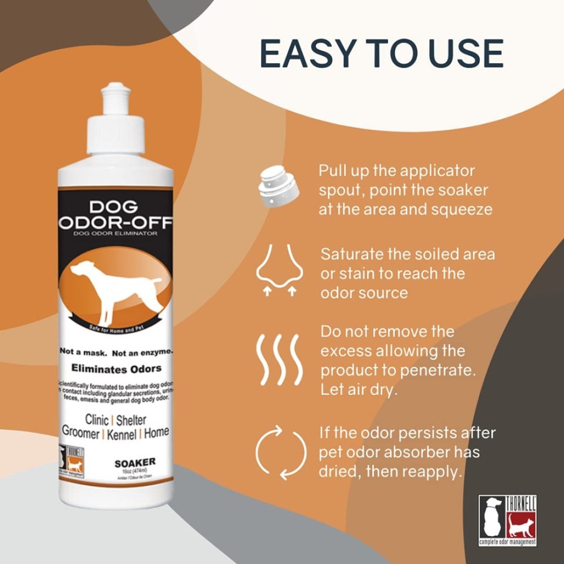 Thornell Dog OdorOff Pet Odor Eliminator Soaker Bottle 16 oz Ready to Use Dog Carpet Cleaner Soaker Dog Urine Carpet Cleaner for Home Glandular Secretions Feces Odors on Carpet Cages More