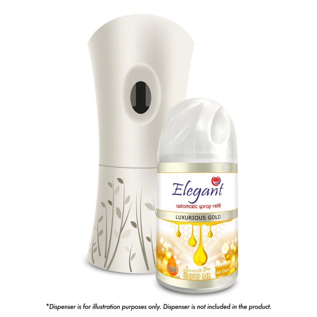 Elegant Automatic Spray REFILL &ndash; Luxurious Gold &ndash; 300ML &ndash; Pack of 6, 6-Pack (300ML x 6 Pcs) &ndash; Air Freshener REFILL for Home And Bathroom, Made With ESSENTIAL OILS
