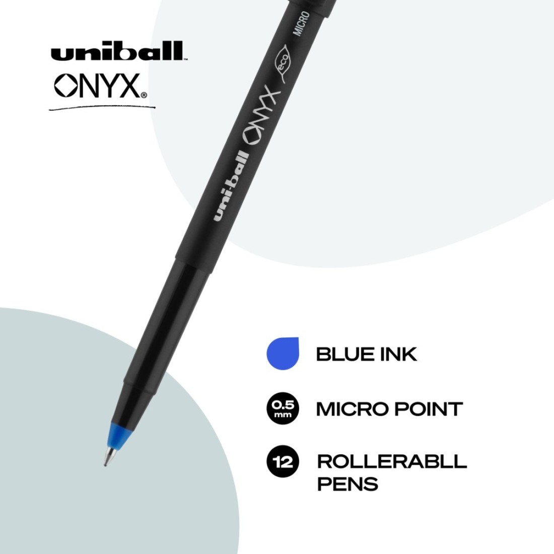 Uniball Onyx Rollerball Stick Pen 12 Pack 05mm Micro Blue Pens Gel Ink Pens Office Supplies Pens Ballpoint Pen Colored Pens Gel Pens Fine Point Smooth Writing Pens