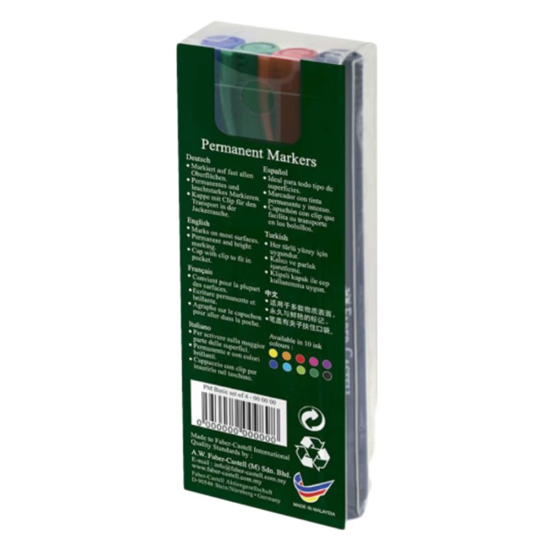 Faber-Castell Slim Bullet Tip Permanent Markers Multicolour 4 PCS
