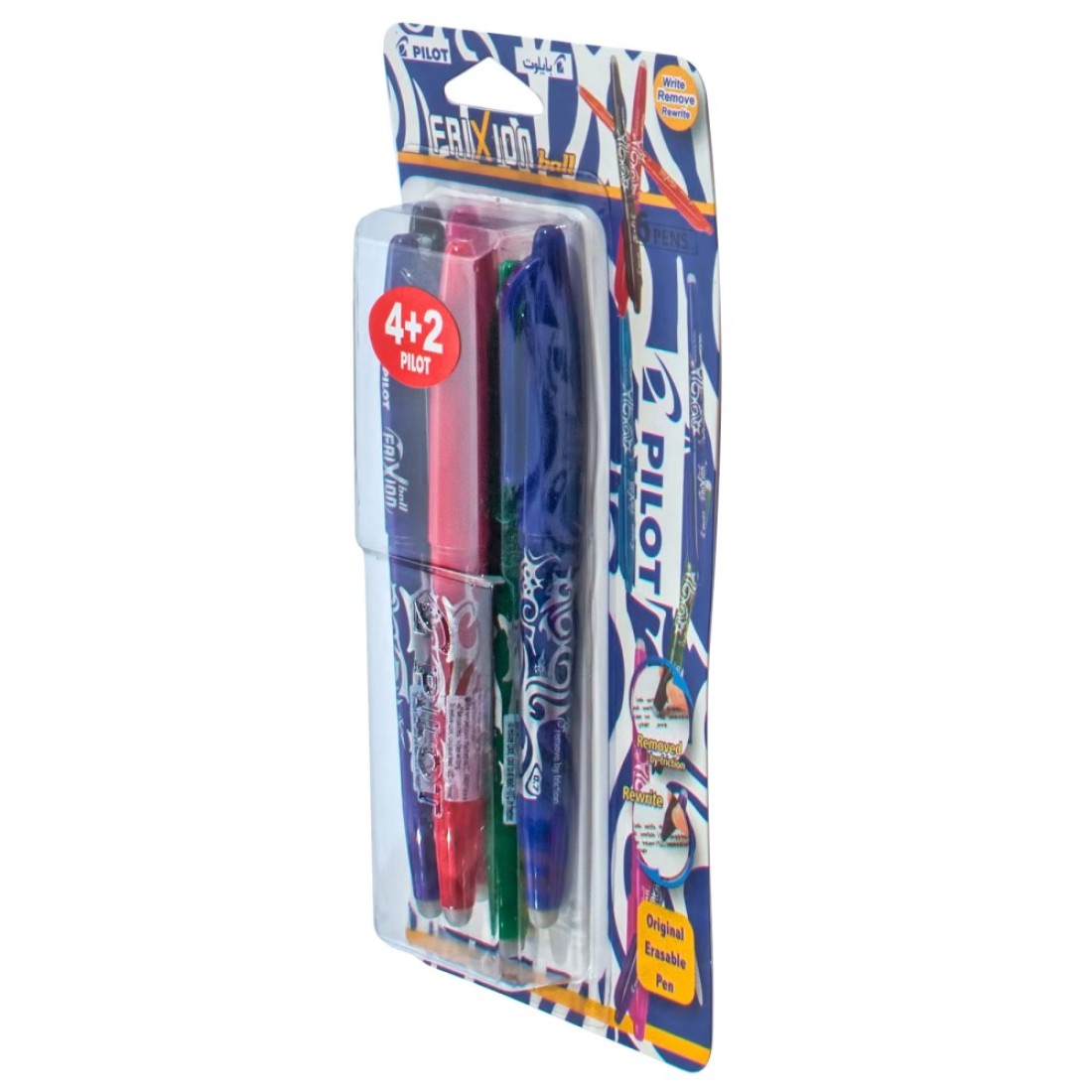 Pilot Frixion Clicker Erasable Rollerball Pen Assorted 0.7mm 6 PCS