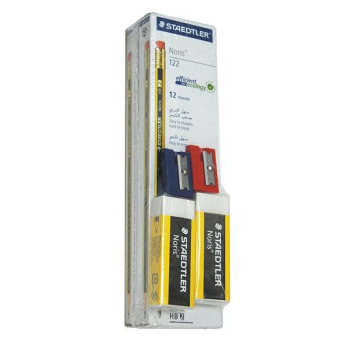 Staedtler Noris HB Pencils 2 PCS and Eraser 526N20 2 PCS with Sharpener 510-50 2 PCS