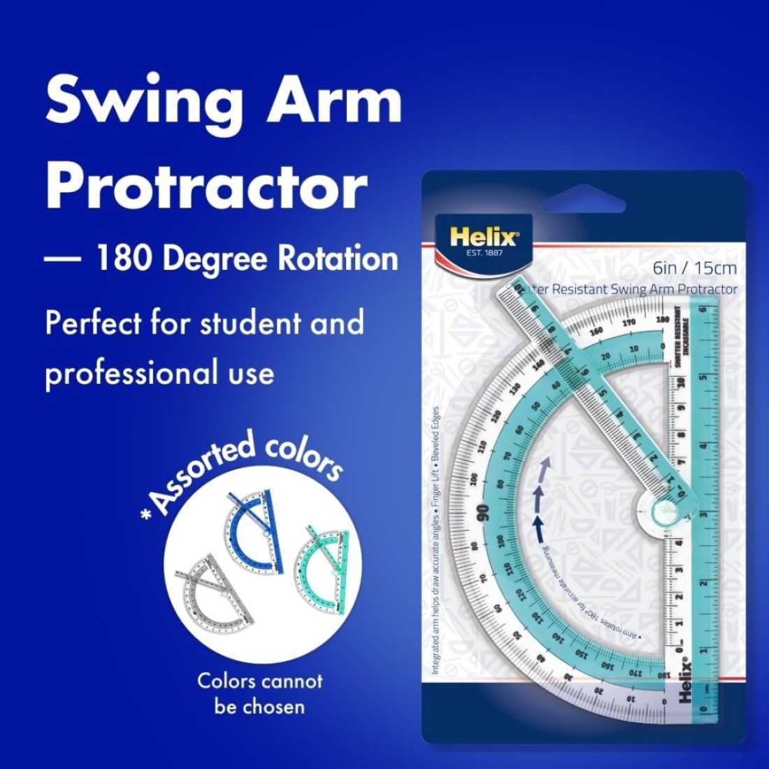 Helix Swing Arm Protractor 180 Degree Rotation