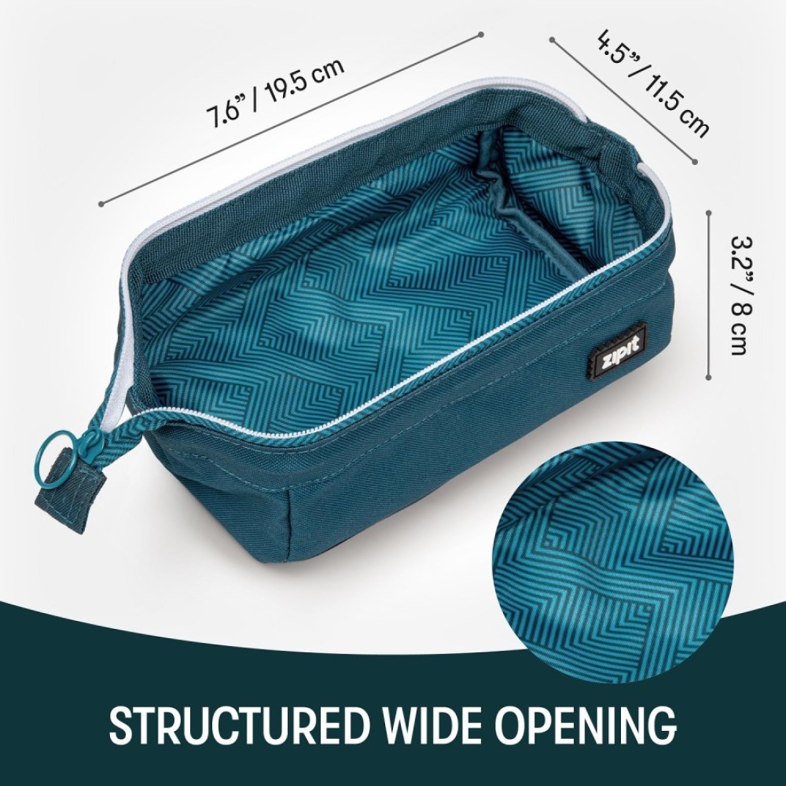 ZIPIT Lenny Pencil Case Large Capacity Pencil Pouch Pencil Bag for School College and Office Teal