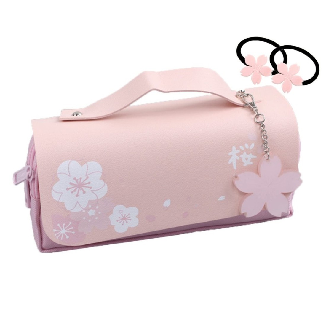 JELLYEA Kawaii Cherry Blossom Pencil Bag Pink Sweet Pencil Case Large Capacity Stationery Pouch School Supplies Makeup Bag Pink