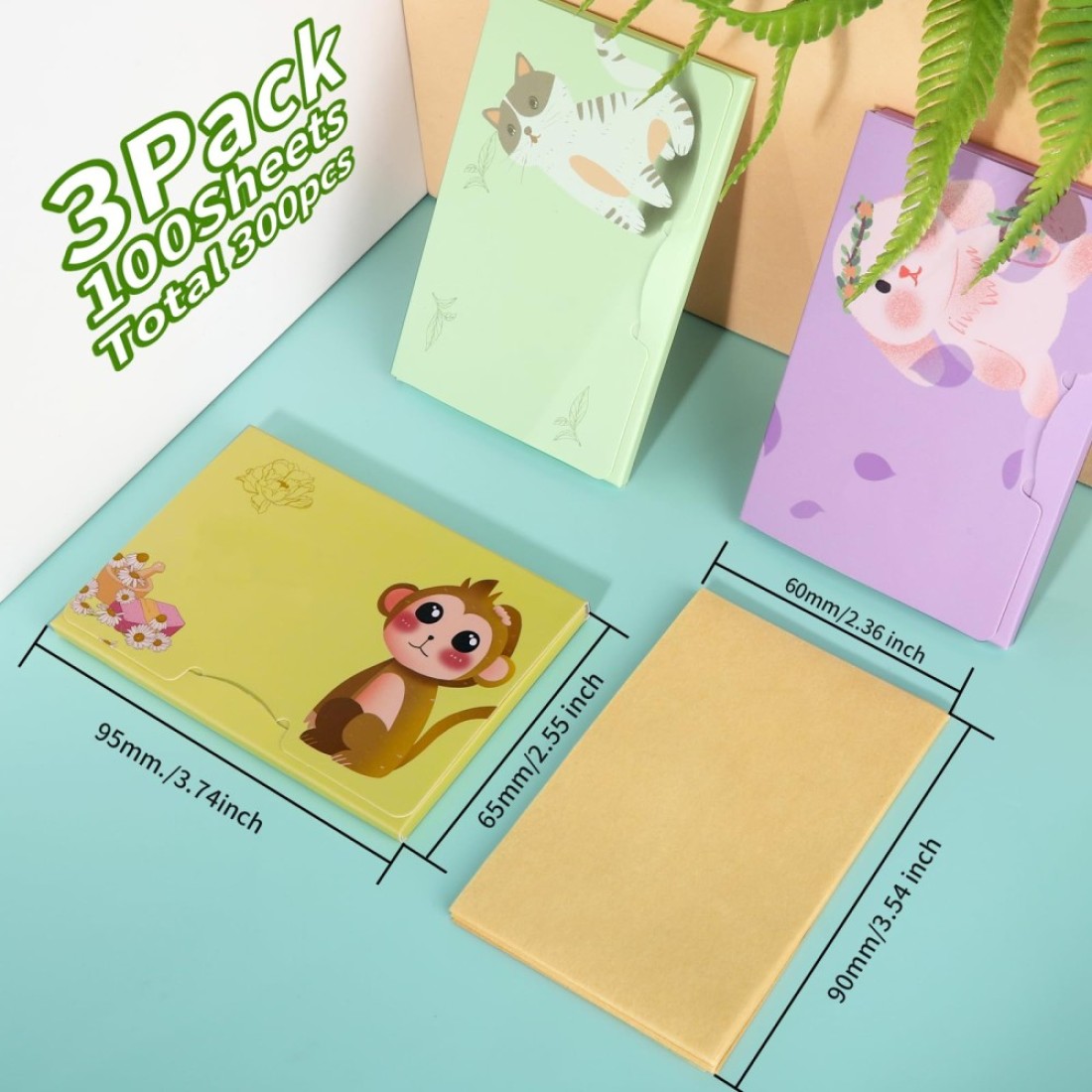 300 Sheets Blotting Paper HNYYZL Oil Absorbing Sheets for Oily Skin Oil Control for Face Makeup Blotting Paper Natural Oil Absorbing Facial Blotting Sheets for Oily Skin Care Pack of 3
