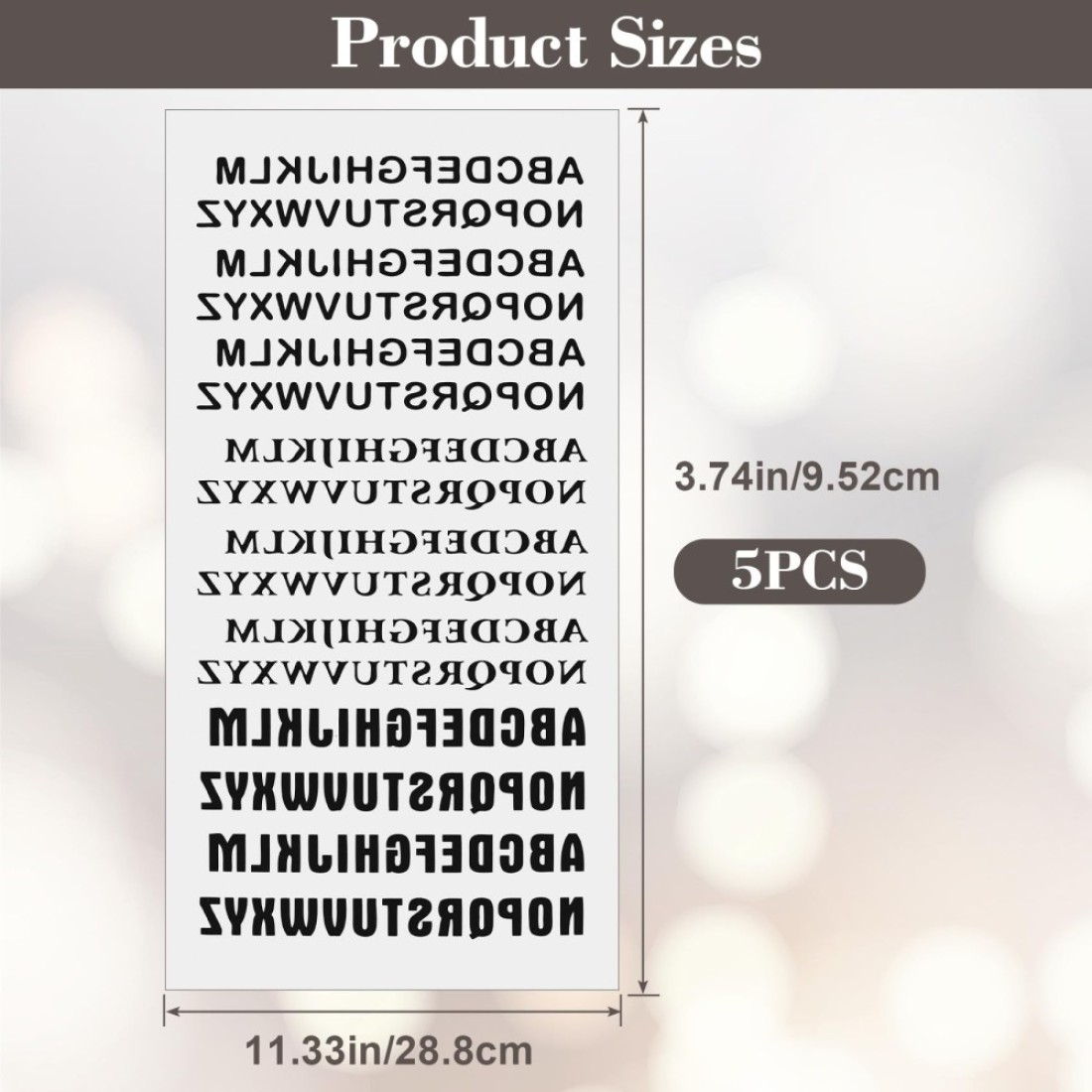 PAGOW 5 Sheets Temporary Tattoo Letters Waterproof Fake Tattoos Temporary Tattoo Stickers for Adults Men Women Face Body Fingers Black