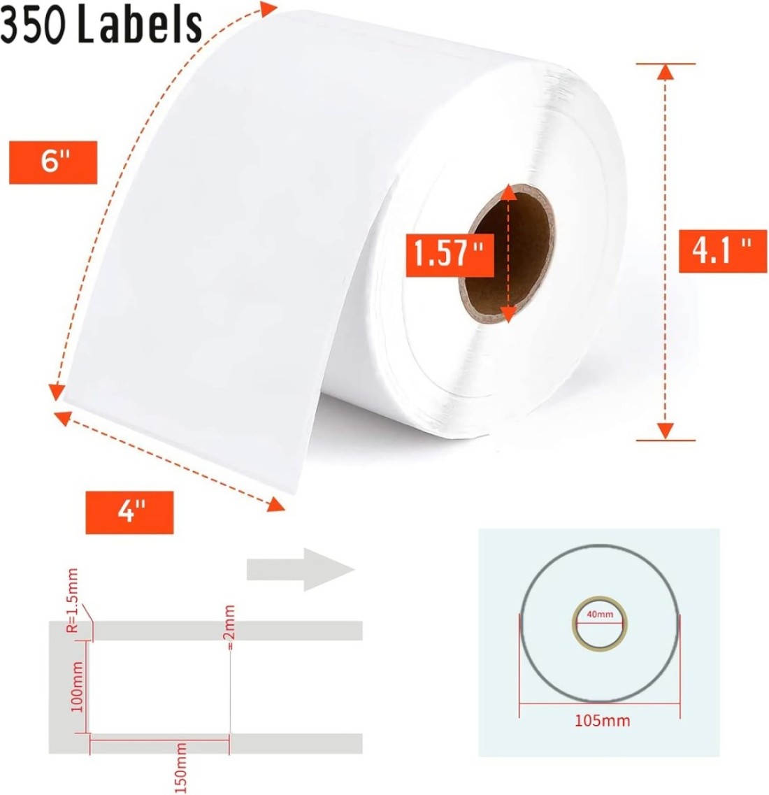 [2 Rolls, 700 Labels] 4&quot;x6&quot; Direct Thermal Shipping Label Compatible with Zebra Printers, Blank Shipping Labels for Amazon FBA,UPS, USPS, Fedex, DHL, Endicia, eBay (2 Roll - 700 Labels)