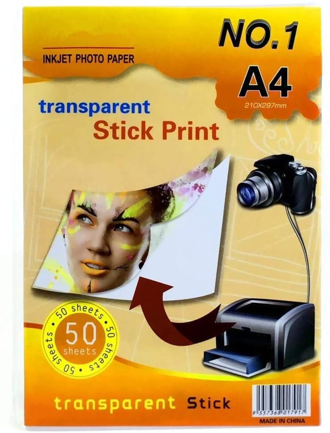 Generic Transparency Clear High Glossy A4 Sticker Labels Synthetic Paper Label Inkjet Clear Label Sheets For Inkjet Printer- 50 Sheets Pack [Ebos-St026B]