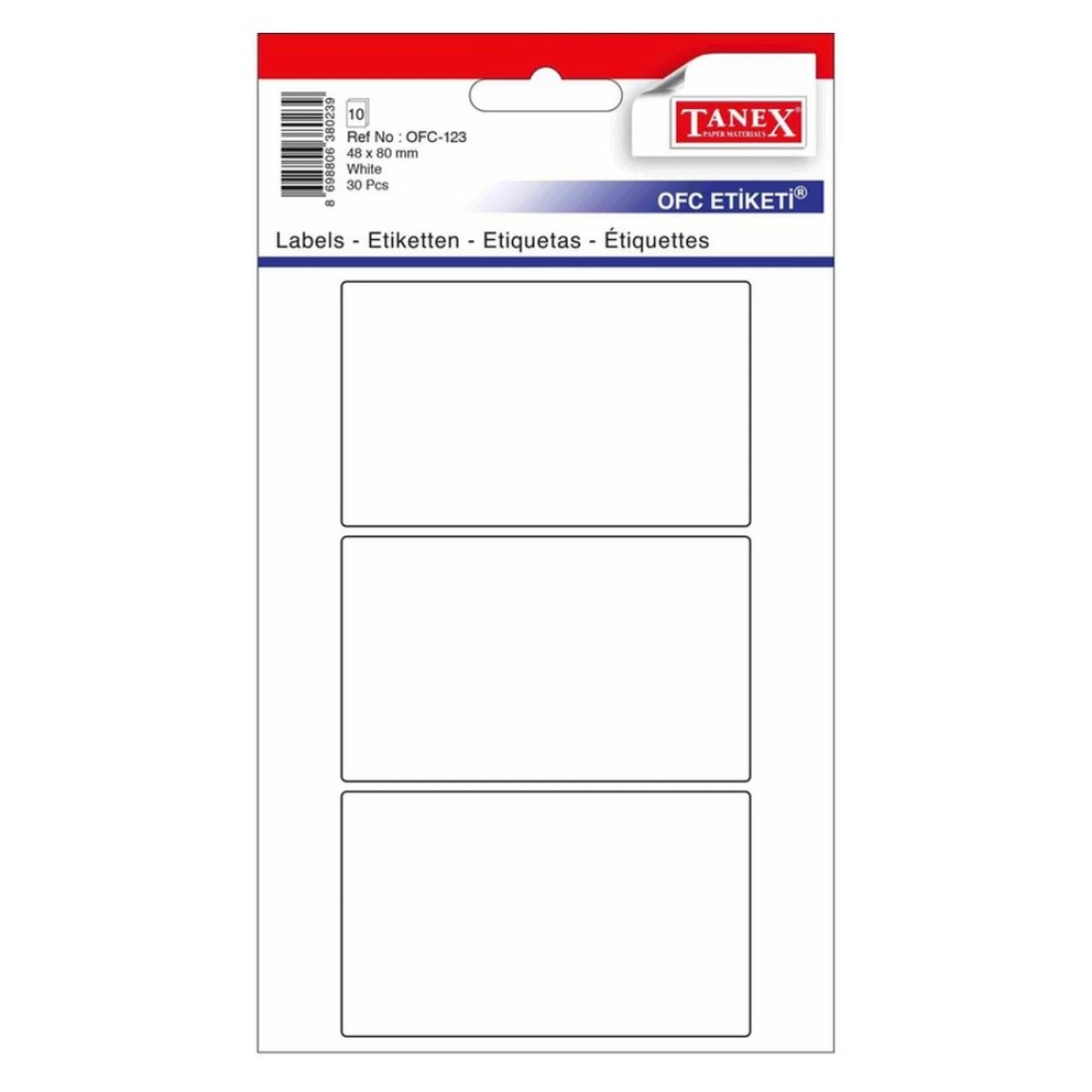 Tanex Labels OFC-123 White 48x80mm 30 PCS