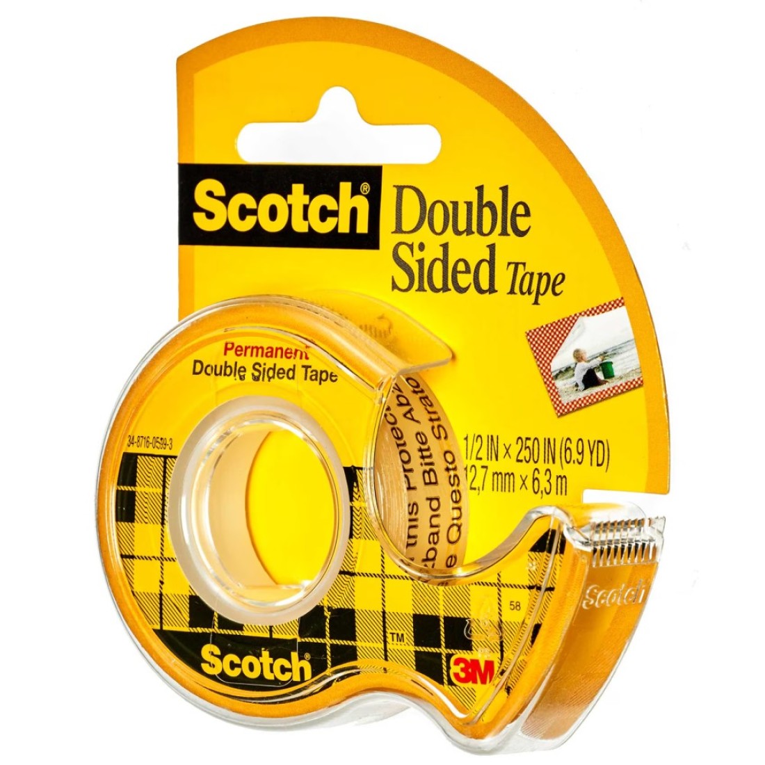 3M Scotch Double Sided Tape with Dispenser Yellow 3 PCS