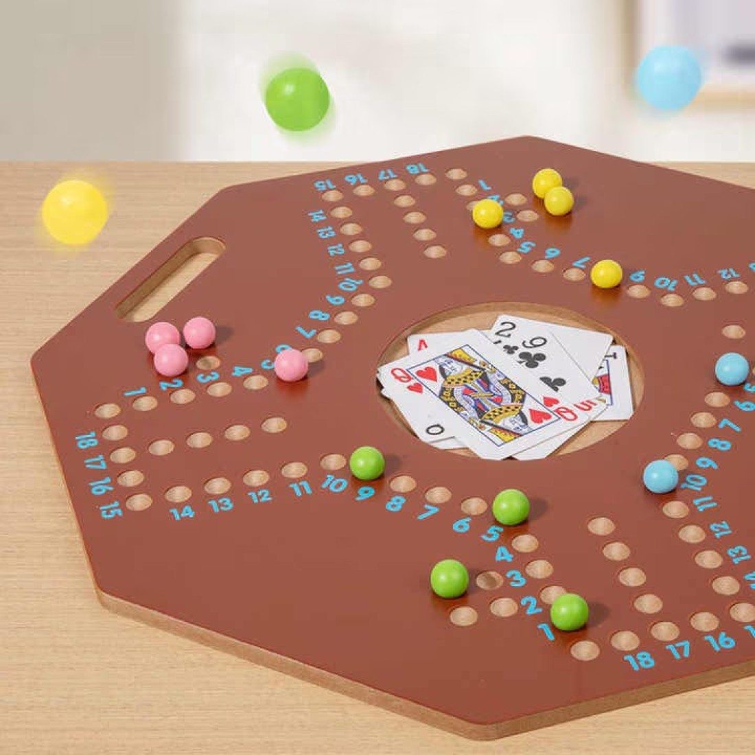 Wood Jackaroo Board Game flying chess Wooden with 6 Colors 24 Marbles 6 Dice Foldable Original Game Set