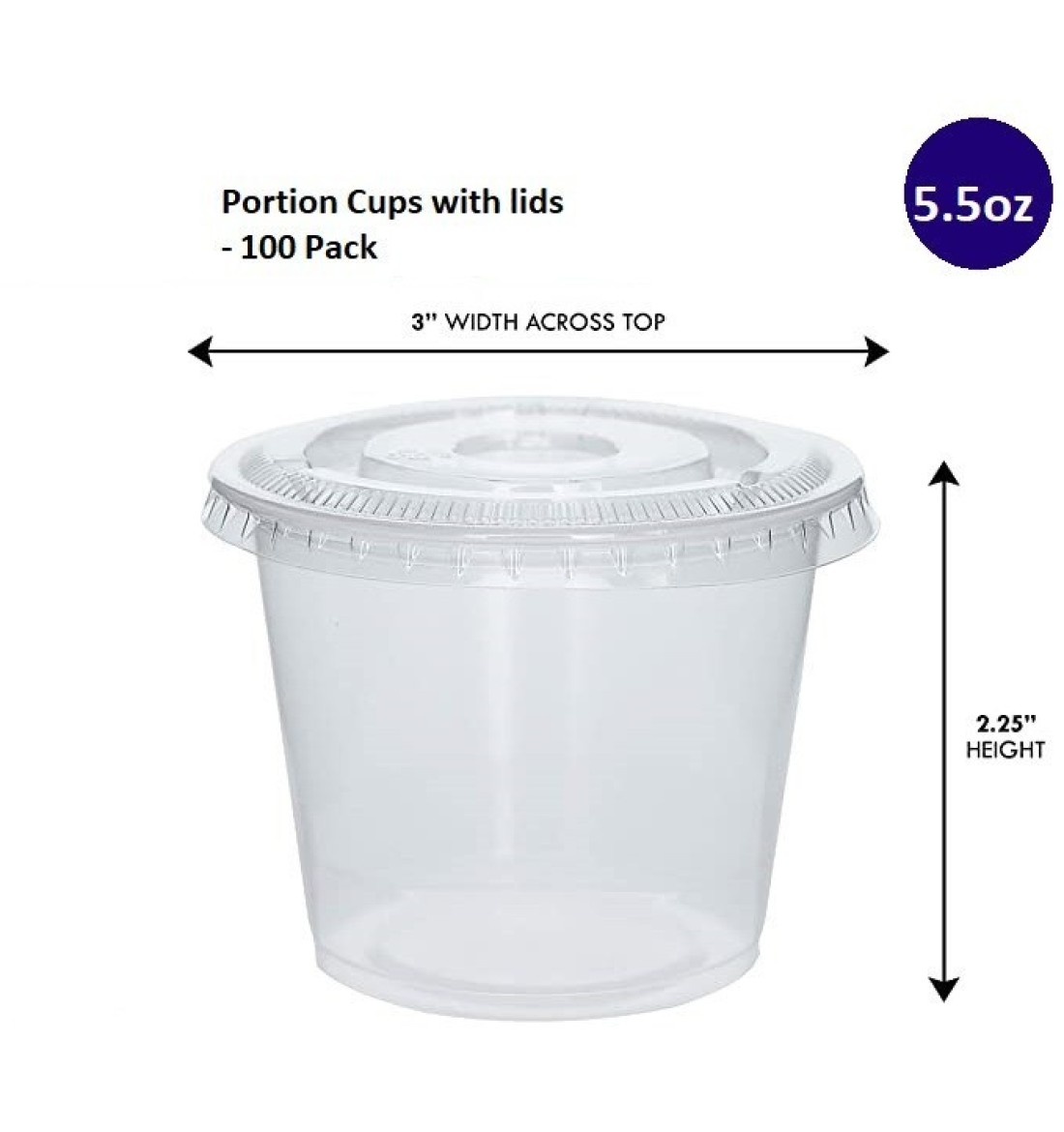 Yesocea [100 Pack] 5.5 Oz. Clear Plastic Disposable Portion Cups With Lids Sampling Cups, Portion Control Cups, Slime Container