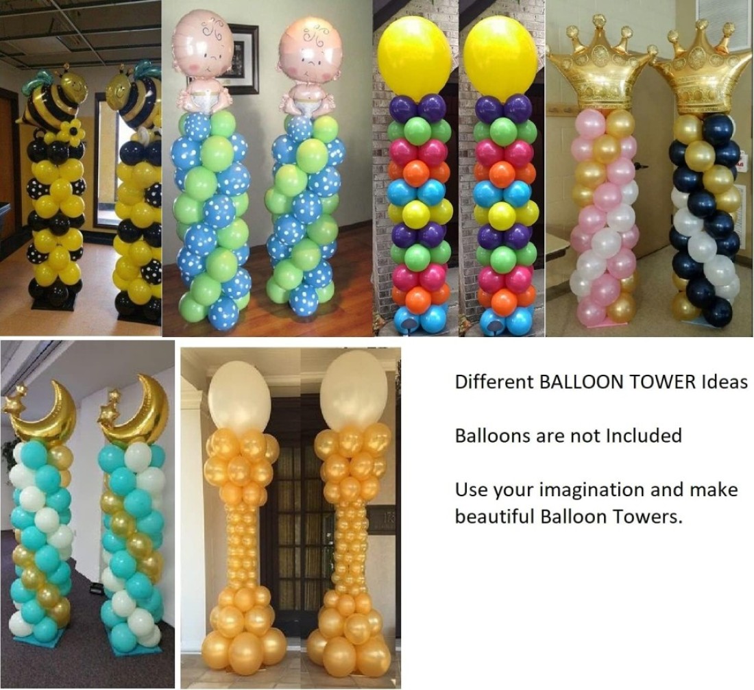 Generic All In One Balloon Stand Tower Set With 2 Balloon Towers, 2 Pieces Plum Clip Flower