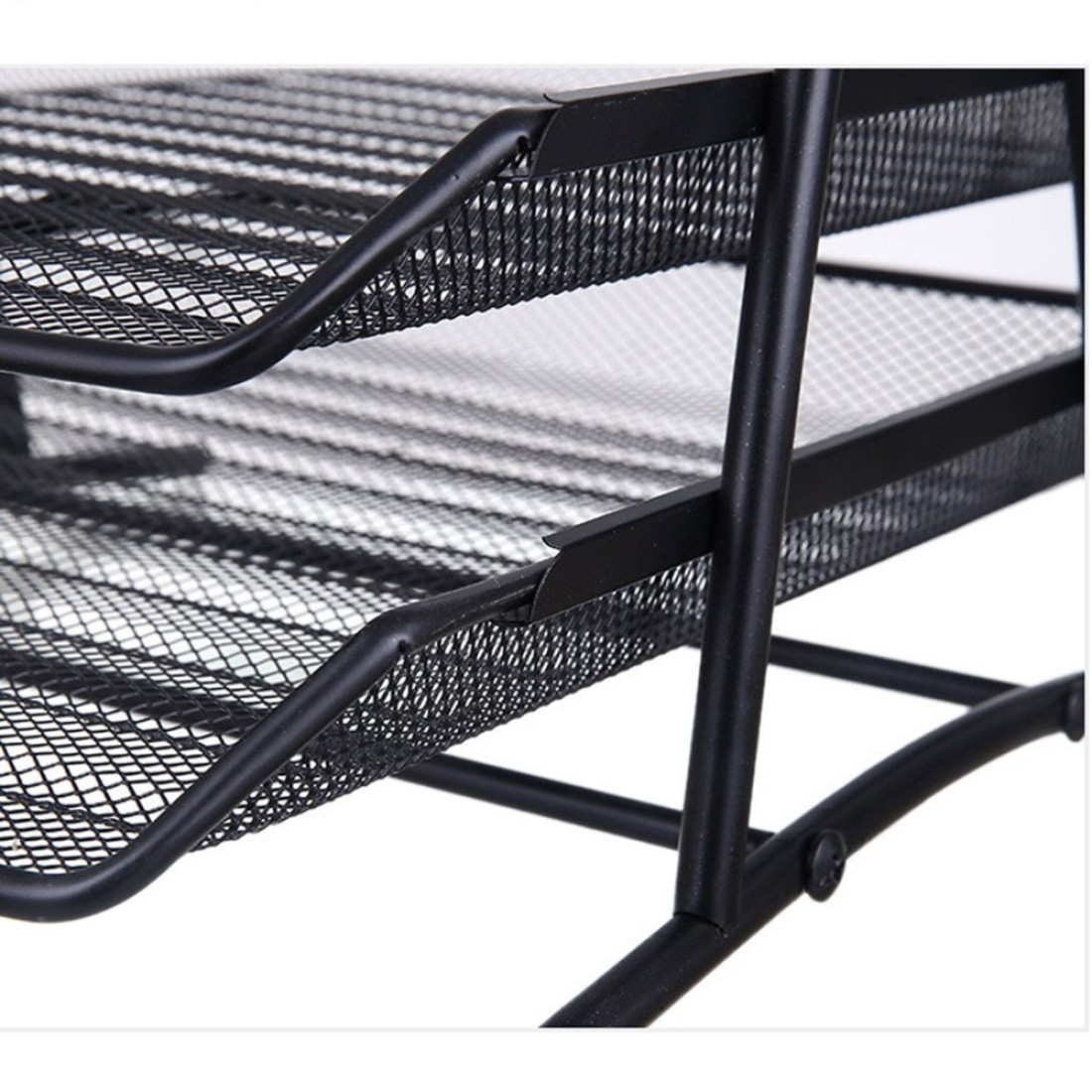 Lavish Desk Deposit Tray 3 Layer, A4 Letter Paper Document Wire Mesh Storage Organizer, Black