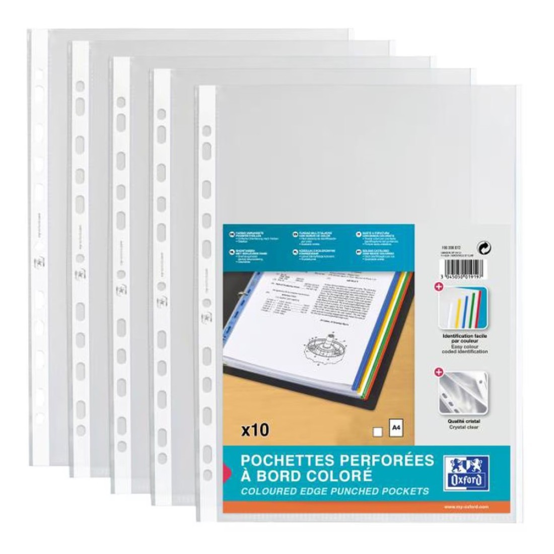 Elba Edge Coloured Punched Bag Assorted A4 10 Pockets