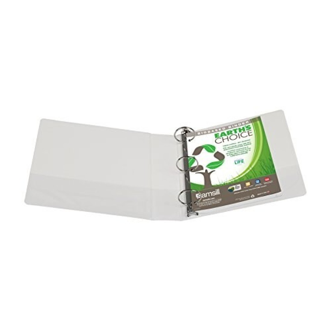 Samsill Earths Choice Biobased Durable 3 Ring View Binder 2 Inch Round Ring Up to 25 Plant Based Plastic USDA Certified Biobased White