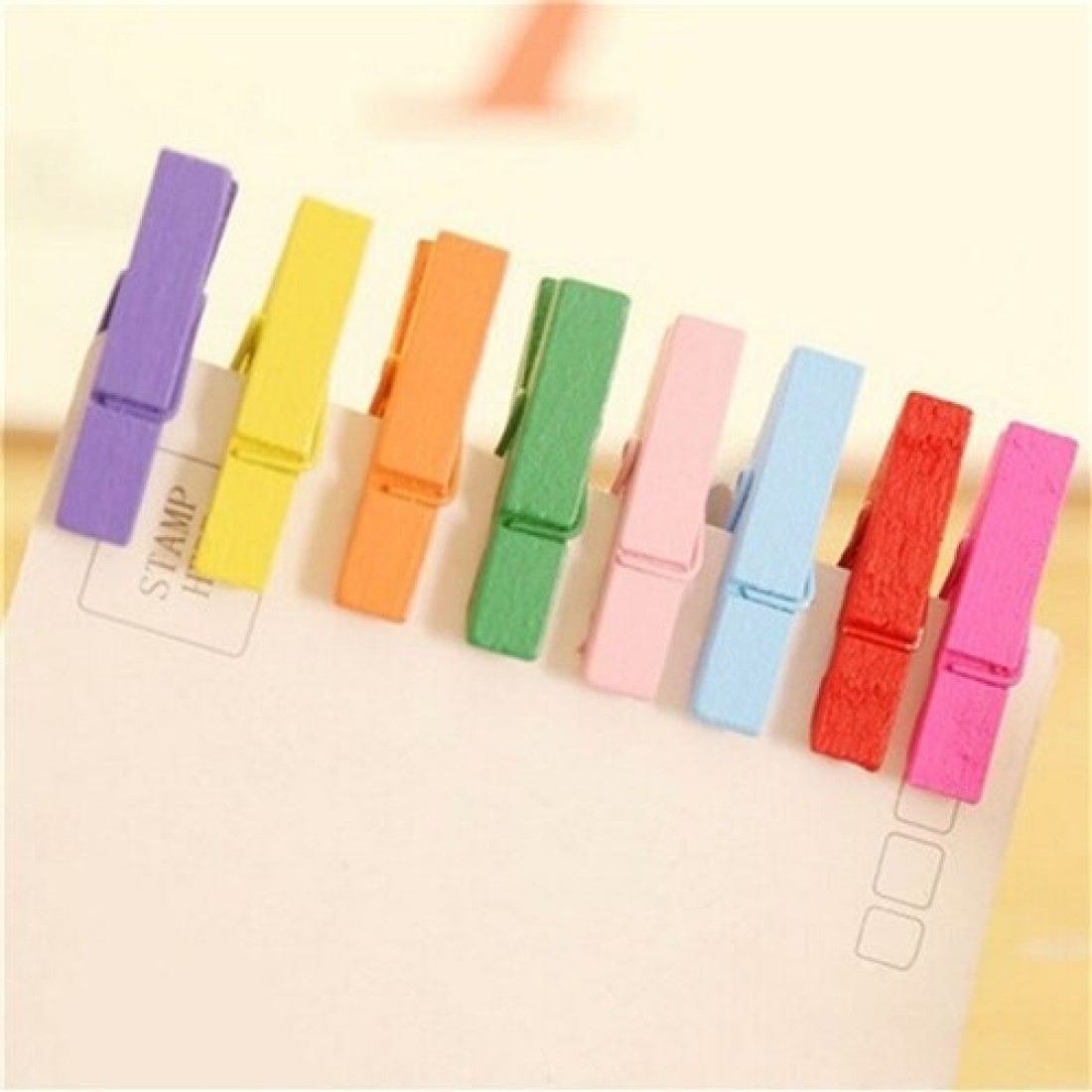 lavish 50 Pcs/lot Mini Wooden Craft Pegs Clothes Paper Photo Hanging Spring Clips Clothespins For Message Cards 30mm Random Color