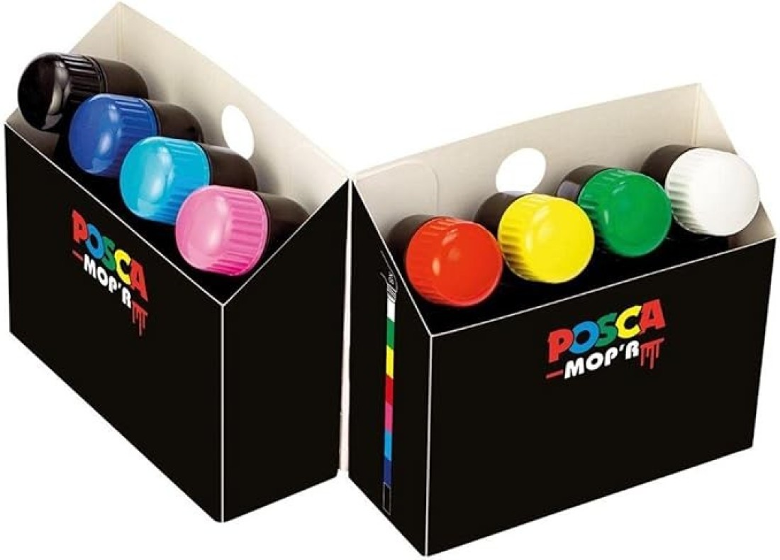 POSCA - Uni Mitsubishi Pencil - MOP&#39;R Marker - Round Tip XXL 3-19 mm - Ergonomic Shape, Semi-Rigid Body - Water-Based Paint Marker - All Holder - Light Blue