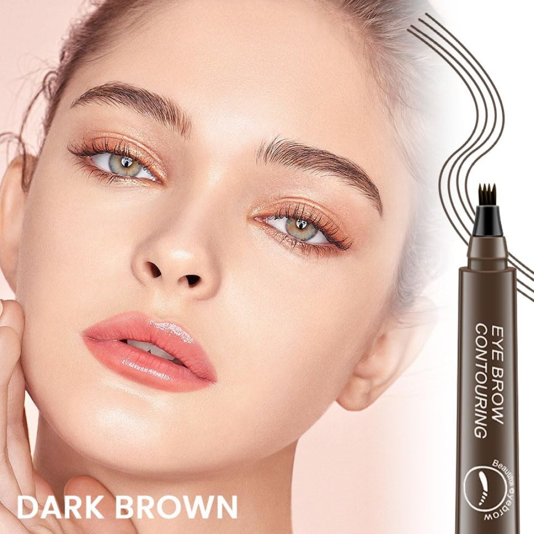 BINGBRUSH Eyebrow Pencil Micro 4 Point Ink Pen by Brow Stylist - Eye Makeup Lift &amp; Snatch Eyebrow Pen Kits Long-Lasting Waterproof Natural Eyebrow Hair (1Pc 02# Dark brown)