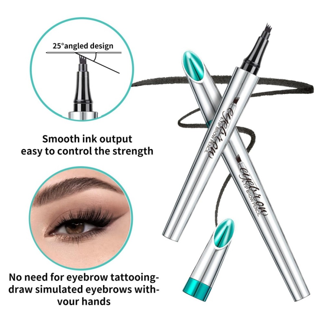 Microblading Eyebrow Pen Eyebrow Pencil with 4Prong MicroForkTip Applicator Liquid Waterproof Eyebrow Pencil for Women Creates Natural Looking Brows Effortlessly Dark Brown