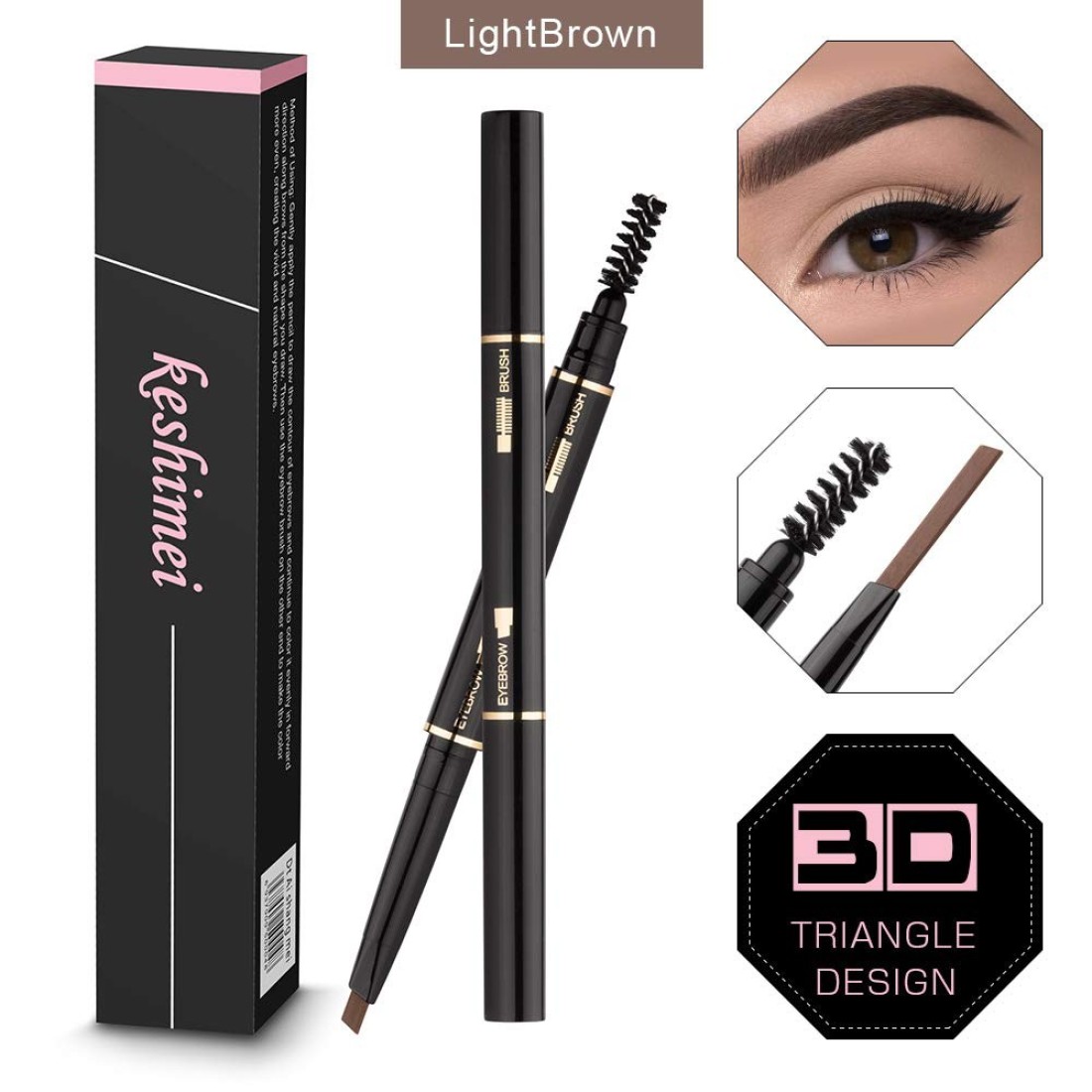 Eyebrow Pencil 2 Packs Waterproof SmudgeProof Brow Pencil with Brow Brush Automatic Eye Brow Makeup Kit Light Brown1