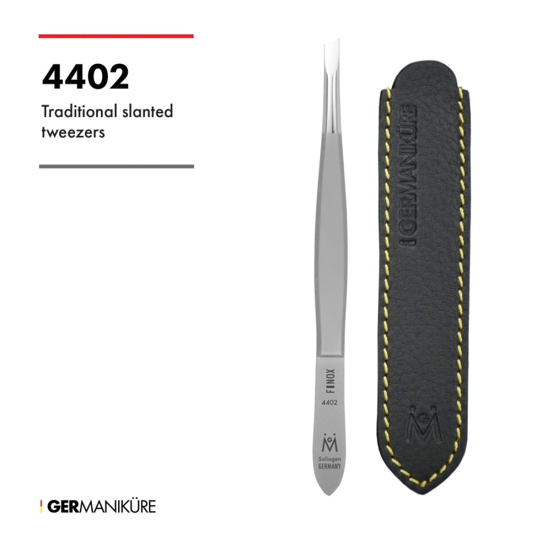GERMANIKURE Slanted Tweezers in Leather Case Made in Solingen Germany