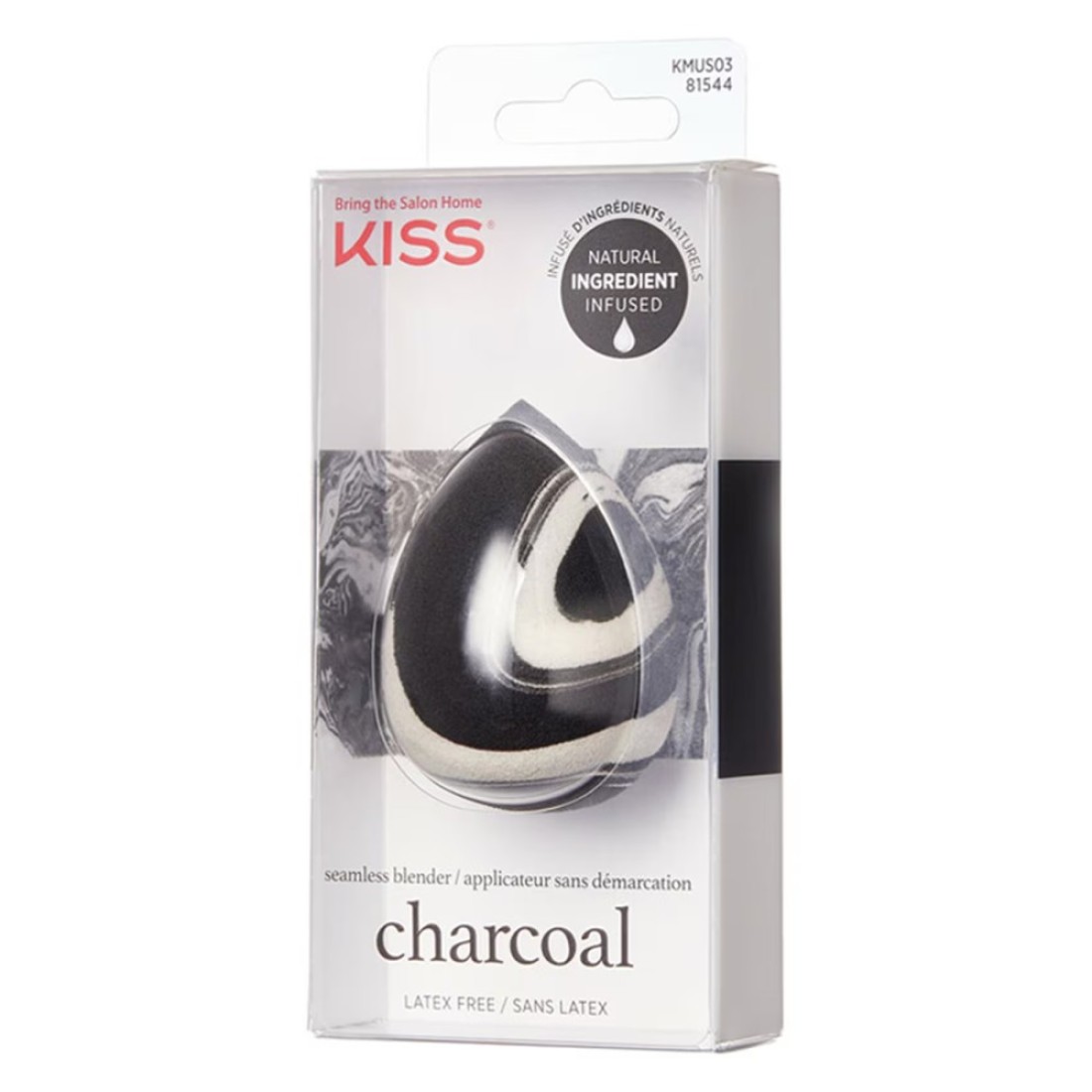 Kiss Charcoal Infused Blending Make Up Sponge KMUS03 Black
