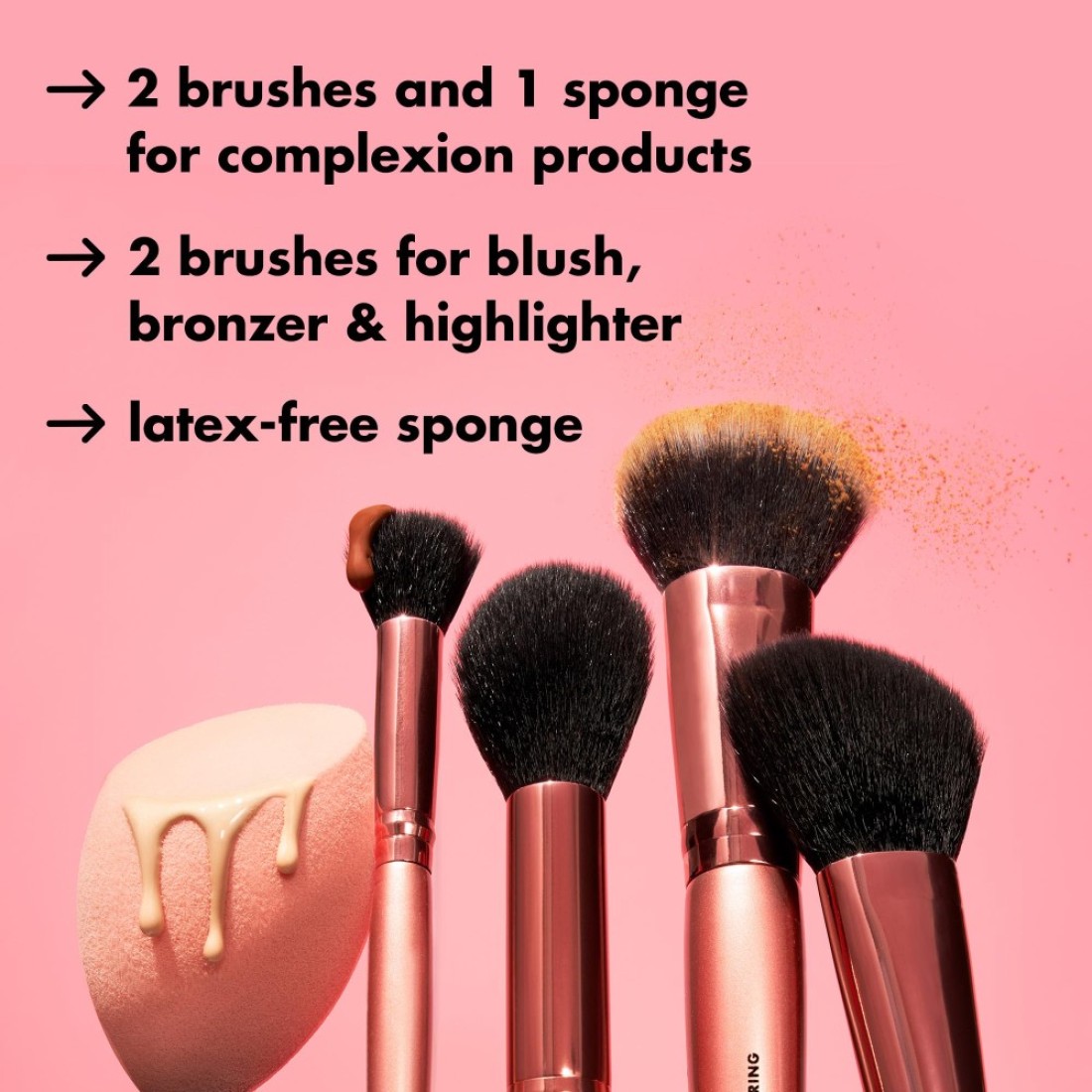 elf Cosmetics Complexion Essentials Brush Sponge Set Concealer Powder Blush Highlighter Brushes Total Face Sponge For A Perfect Complexion