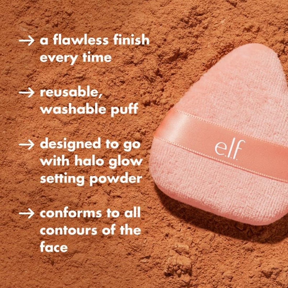 elfHalo Glow Powder Puff Soft Reusable Powder Puff For Applying Loose Or Pressed Powders Easily Conforms To The Face Vegan Crueltyfree