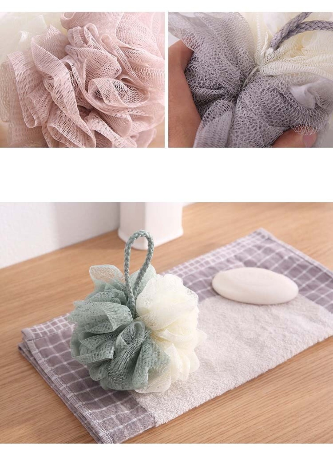 2 Packed Soft Bath Sponge With Shower Mesh Foaming Loofah Exfoliating Scrubber For Body And Face With Premium Multicolour Look