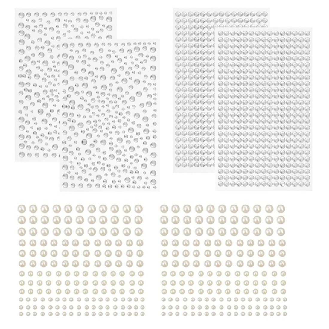 TuNan 1730pcs Clear Rhinestones Pearl Stickers Self Adhesive Crystal Stickers Diamond Stickers Bling for Face Beauty Makeup Nail Art Cell Phone DIY Crafts