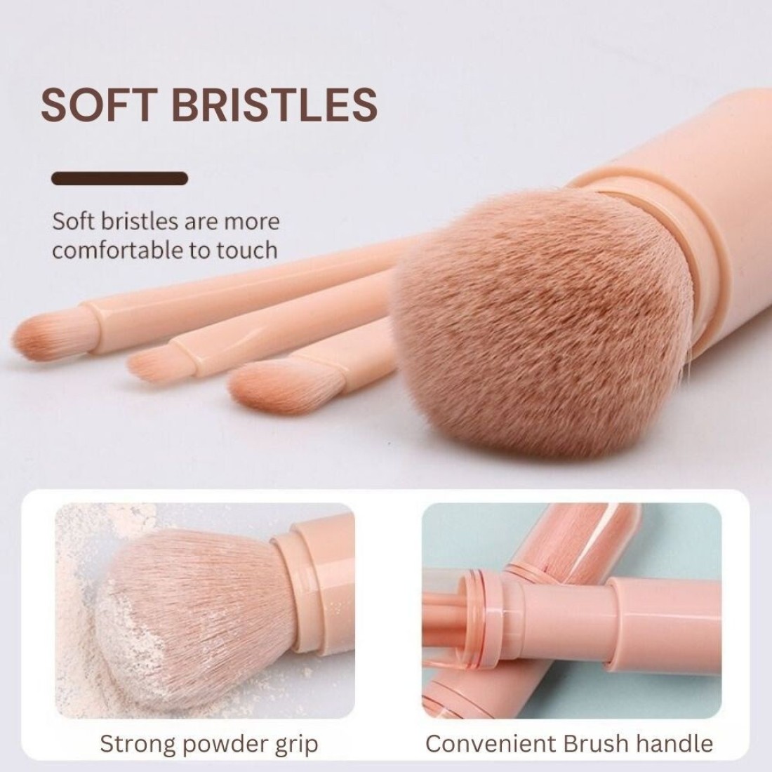 Mei Lifestyle 4 PCS Travel-Friendly Multi-Purpose Makeup Brush Set Protective Case