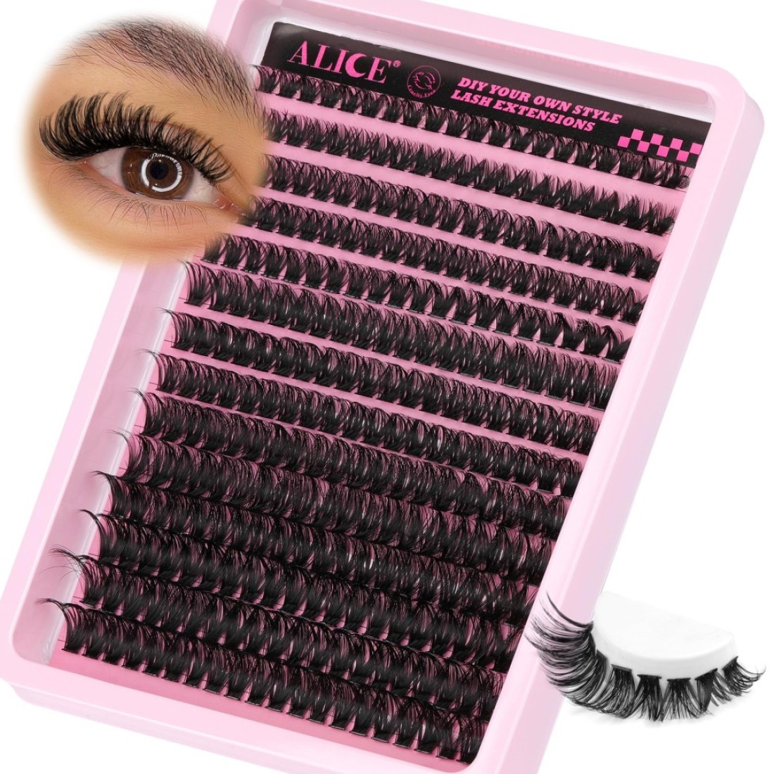 DIY Eyelash Extension Kit D Curl Fluffy Wispy Lash Clusters Individual Lashes Lash Extension Kit with Lash Bond and Seal Applicator Tool for Self Application at Home 80P280PcsMix1016mm007D