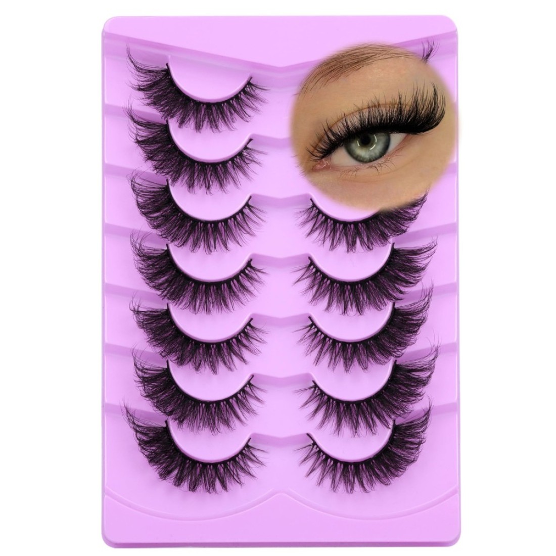 ALICE Eyelashes Fox Eye Lashes Mink Faux Fluffy Natural False Eyelashes Wispy Cat Eye Lashes Pack Fake Eyelashes 7 Pairs