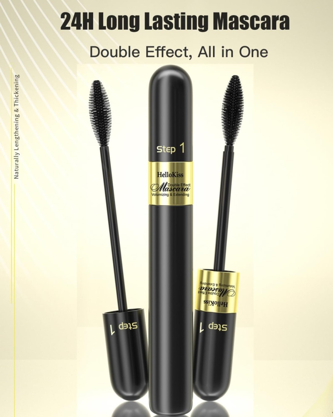 2in1 Vibely Mascara 5X Longer Lengthening And Thickening Mascara Waterproof Black Volume And Lengh Mascara SmudgeProof Non Clumping Long Lasting Eye Makeup