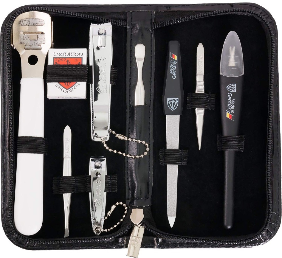 3 Swords Germany brand quality 9piece pedicure kit set callus remover and nail care tools with case Made in SolingenGermany