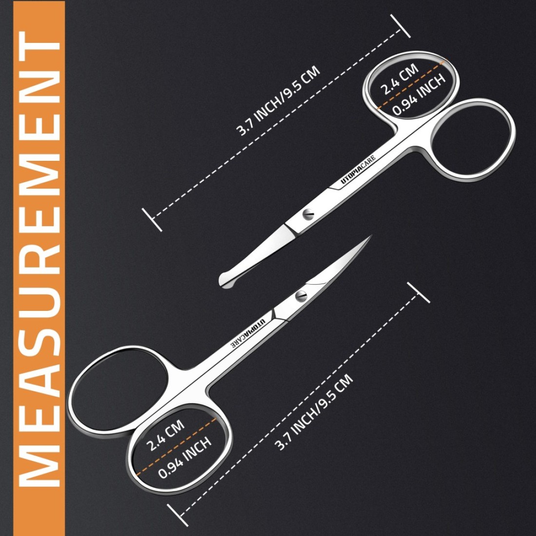 Utopia CareEyebrow Scissors Small Scissors for Men and Women Curved and Rounded Nose Hair Scissors for Grooming Mustache Beard Eyelashes Ear Hair Trimming Professional Stainless Steel Silver