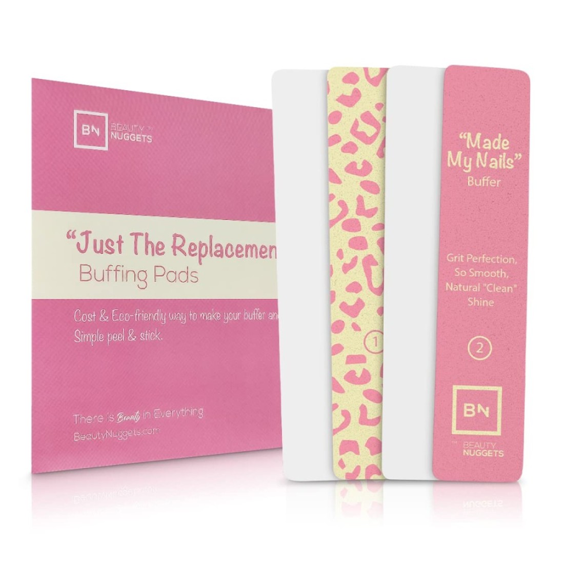 Beauty Nuggets Replacement Nail Buffer Block Pads A Cost Effective Buffer Block Nail Care Renewal System 3 Sides Coarse PadsJust Peel Off Used Pads and Stick in New Ones 4pcs Combo Pads 1pk