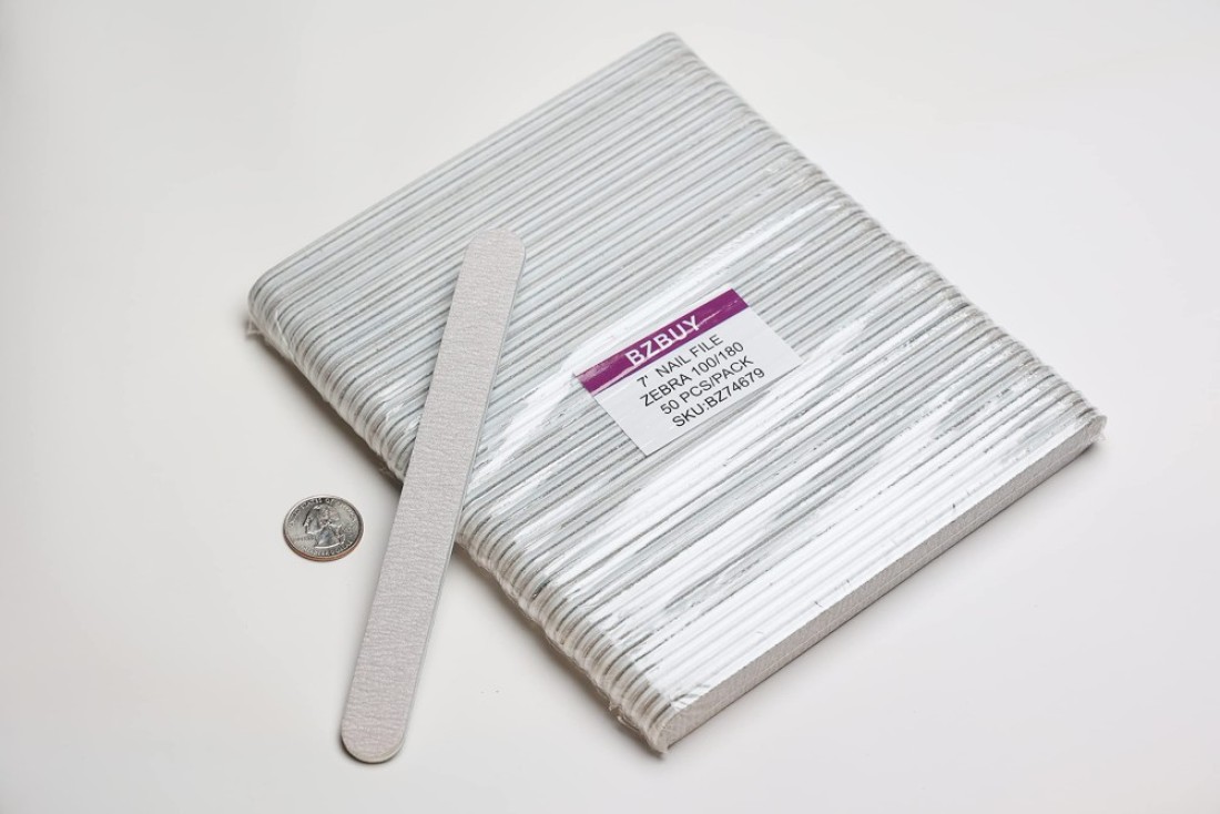 Bzbuy Nail File 50 PCS Professional Double Sided 100180 Grit Nail Files Emery Board Zebra Manicure Pedicure Tool and Nail Buffering Files
