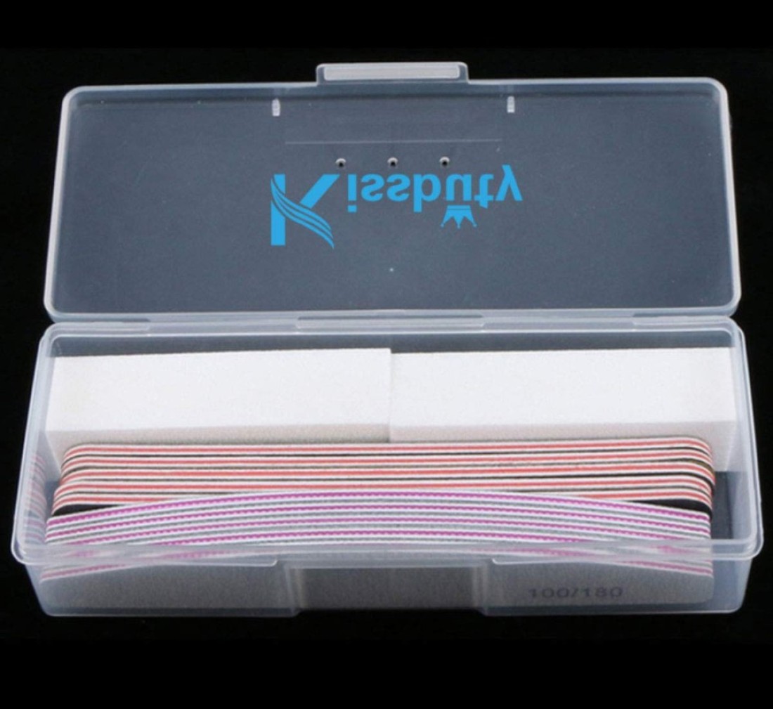 Kissbuty 12PCSBox Mixed Nail File Manicure Pedicure 2pcs White Buffer Block5pcs Emery Board Black5pcs Emery Board White Nail Files